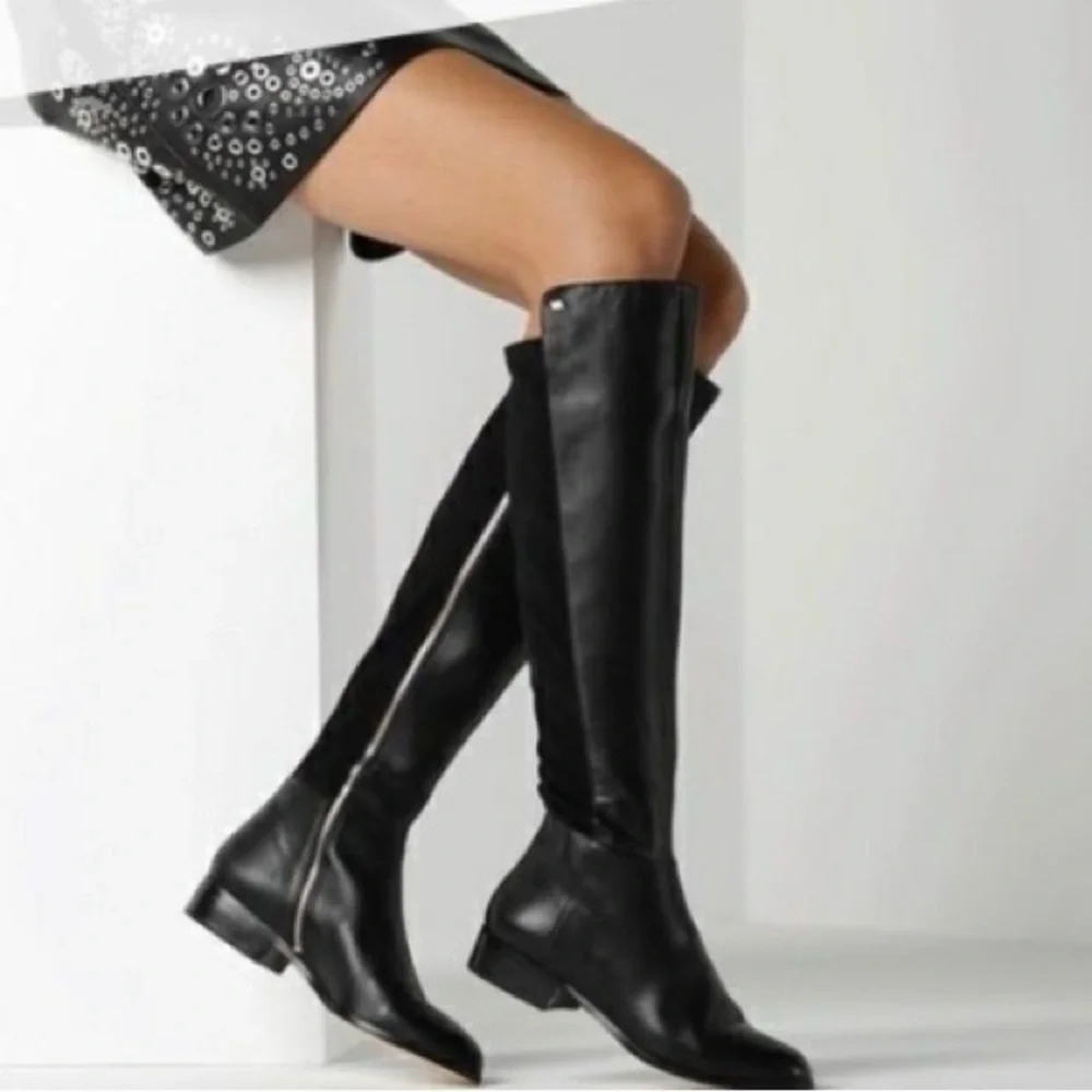 Michael Kors Womens Riding Boots Size 8.5 M Bromley Black Leather Knee H…